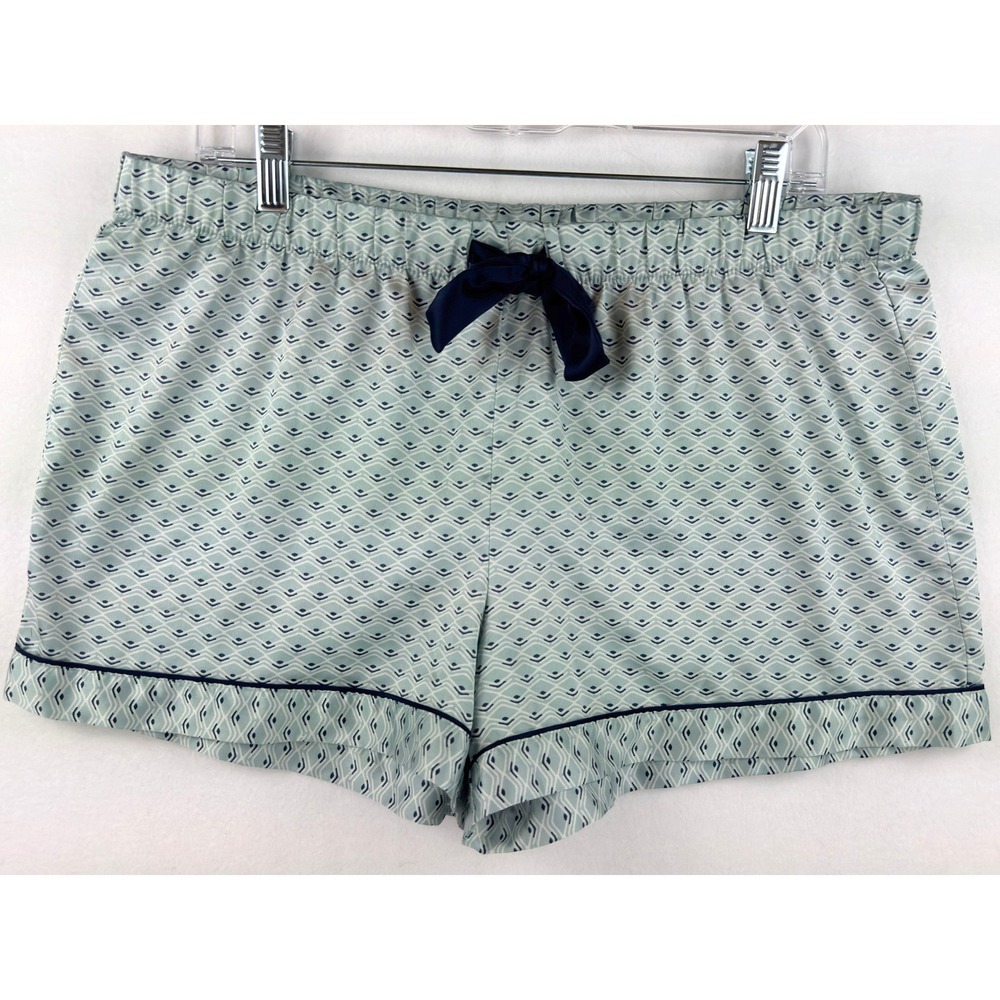 Victorias Secret‎ Womens Pajama Shorts Mint Blue Geometric Sleep Lounge Bow